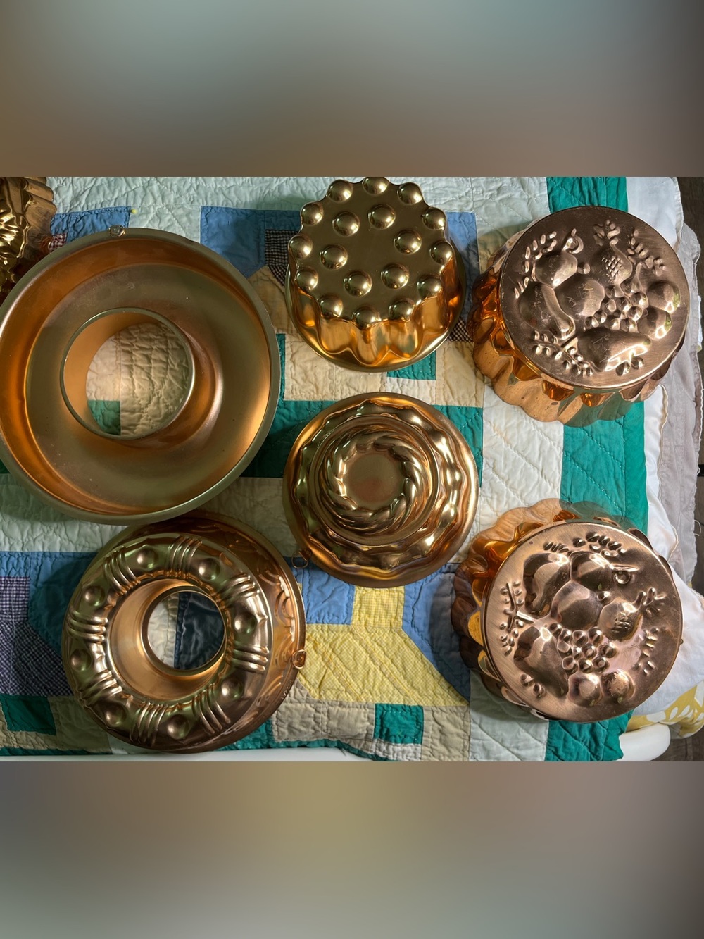 Vintage Copper-Colored Decorative Jello Molds - Set of 6 Vintage Styling